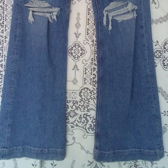 🎀Paige Leenah Wide Leg Exposed Button Fly Jeans in Magda Destructed Wash 30 NWT - Picture 9 of 15